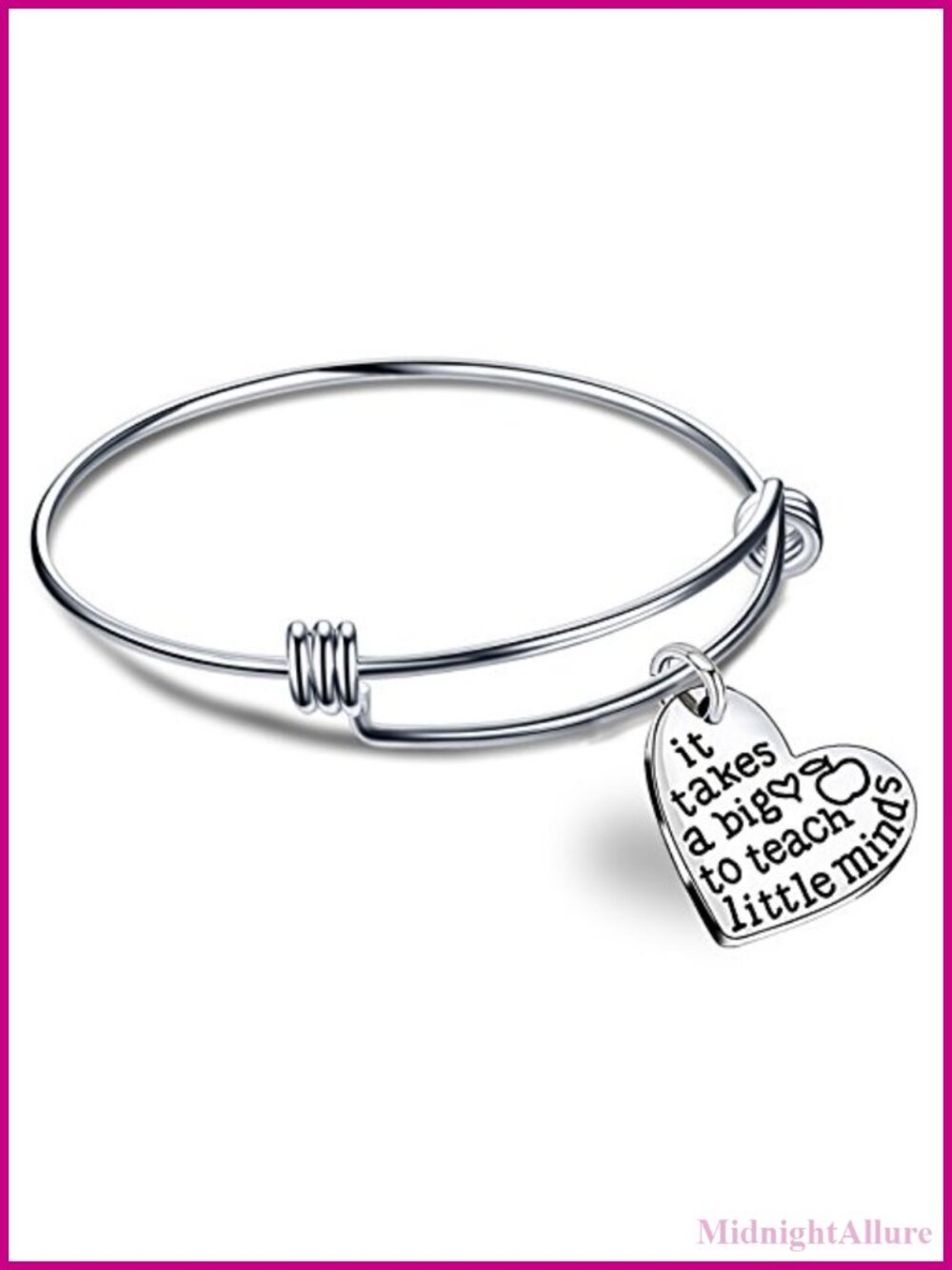 Expandable Teacher Gift Bangle Big Heart Teach Little Minds Bracelet